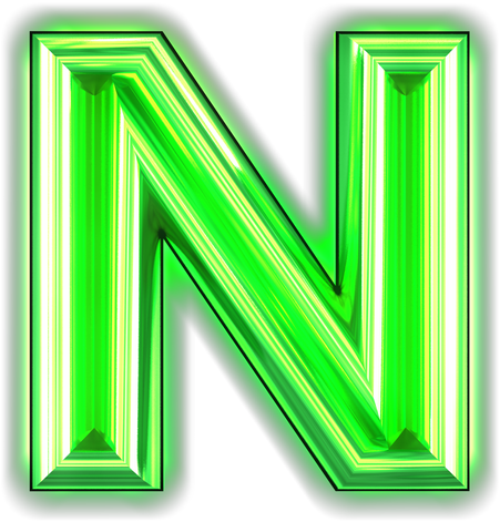 Green symbol with glow. letter n