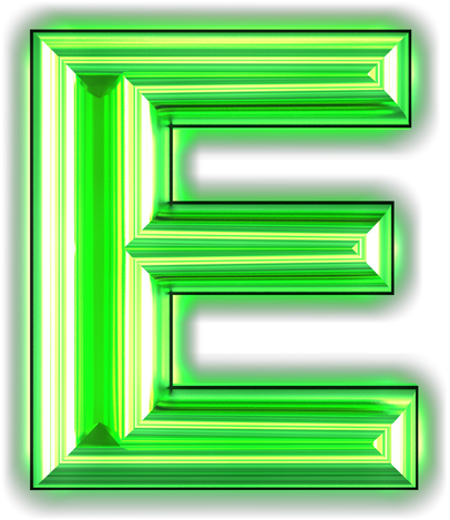 Green symbol with glow. letter e