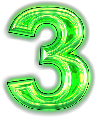 Green symbol with glow. number 3